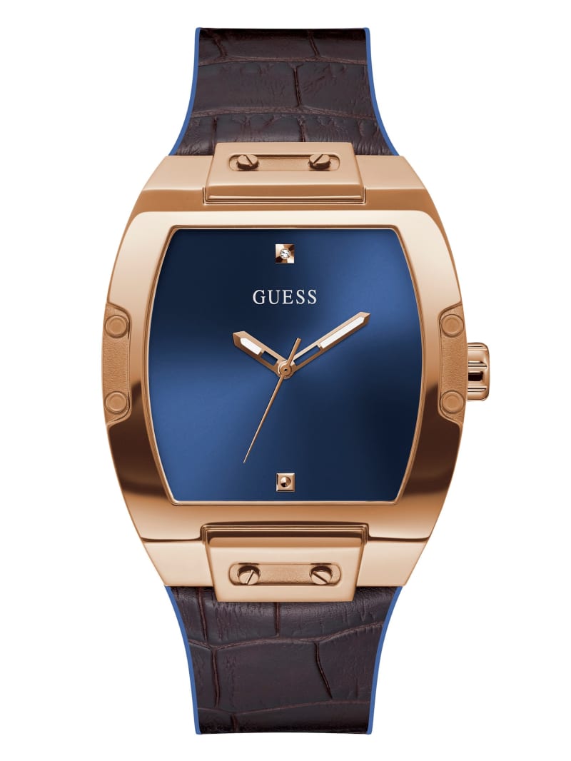 Zegarek Męskie Guess Rose Gold-Tone and Navy Barrel Analog Kolorowe | 326081-KHT