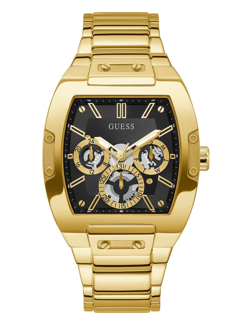 Zegarek Męskie Guess and Gold-Tone Square Wielofunkcyjny Złote | 739602-JZL