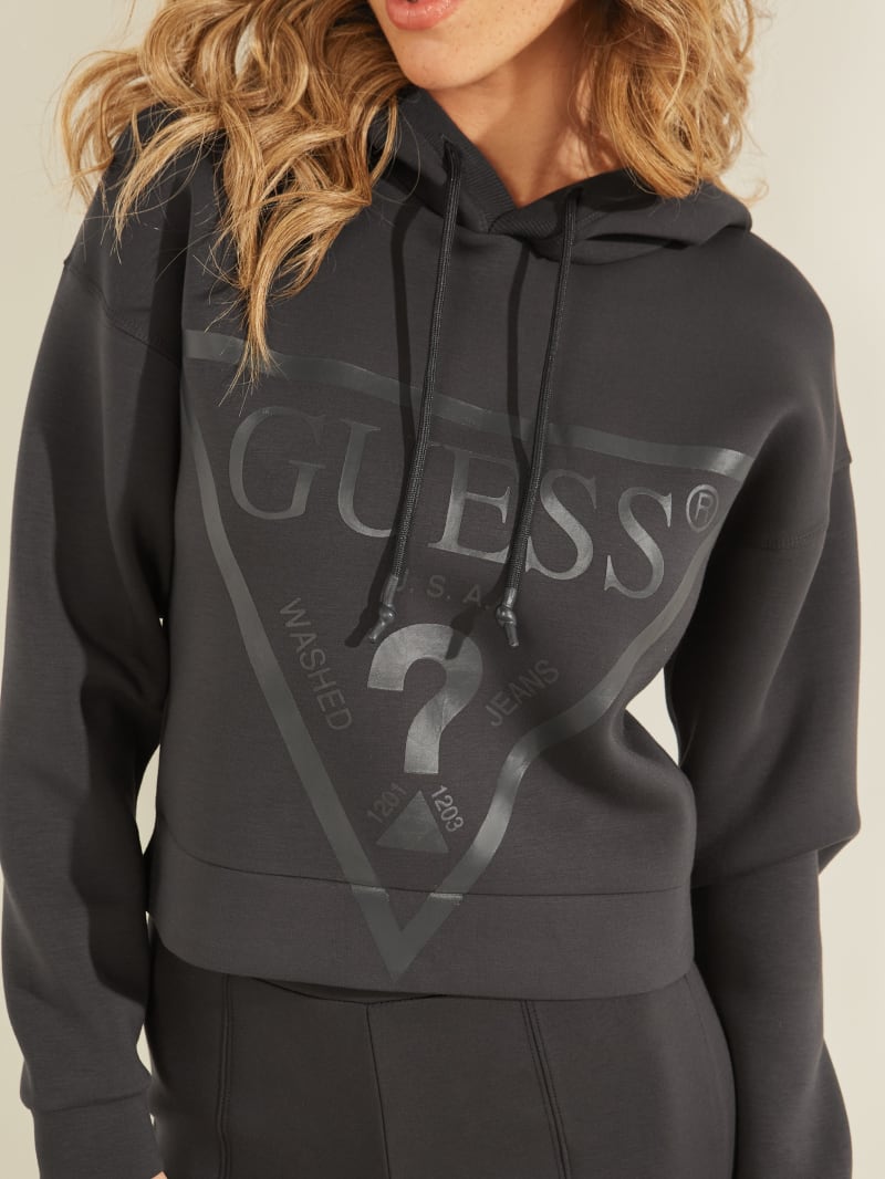 Bluzy Z Kapturem Damskie Guess Eco Alisa Logo Czarne | 239457-RBW