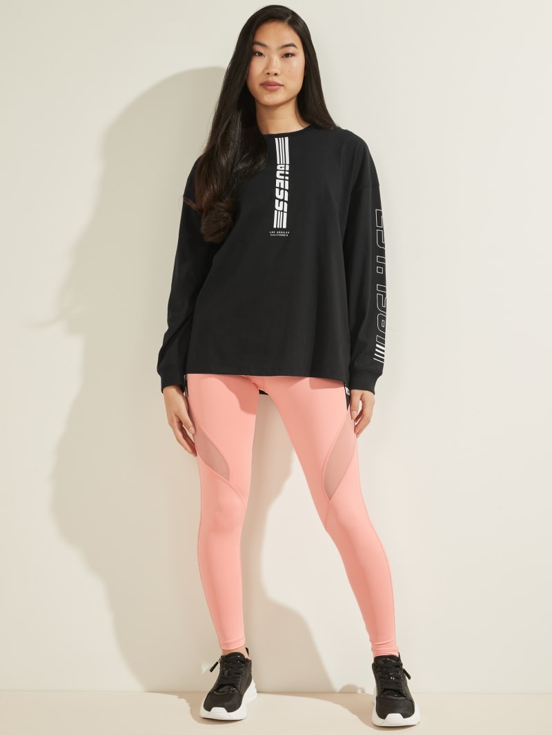 Bluzy Z Kapturem Damskie Guess Eco Dalya Long-Sleeve Tee Czarne | 241805-UGT