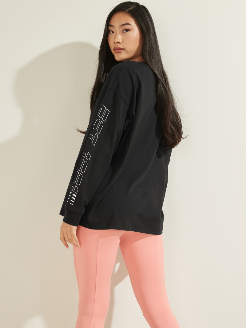 Bluzy Z Kapturem Damskie Guess Eco Dalya Long-Sleeve Tee Czarne | 241805-UGT