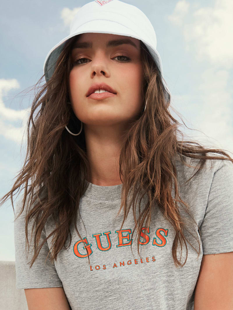 Czapki Damskie Guess Logo Bucket Białe | 136240-LPV