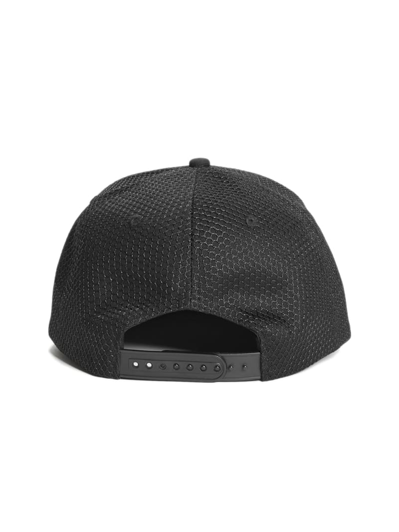 Czapki Męskie Guess Dave Mesh Płaskie Brim Snapback Czarne | 132876-QUR