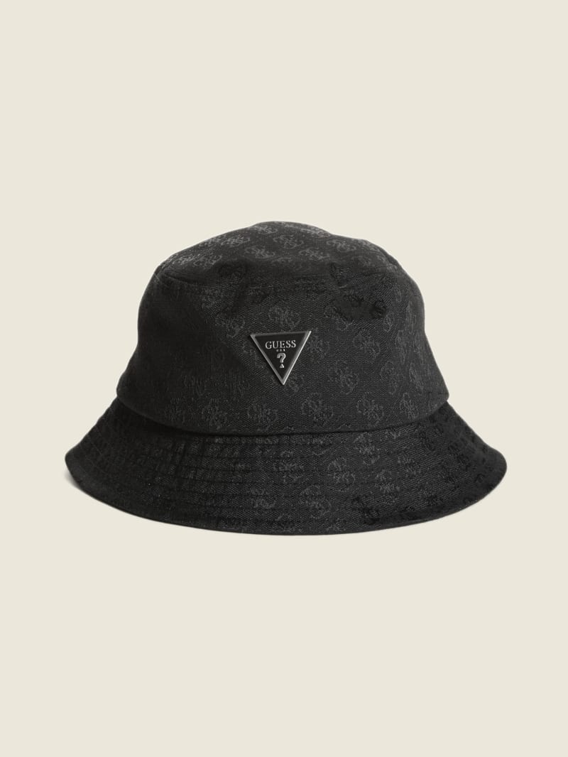 Czapki Męskie Guess Vezzola Logo Bucket Czarne | 305861-JRW