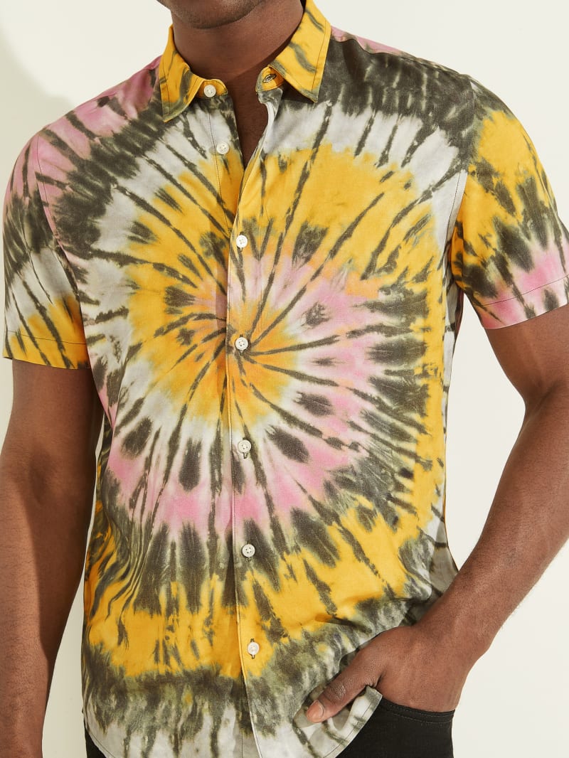 Koszule Męskie Guess Eco Spiral Tie-Dye Kolorowe | 943721-AMW