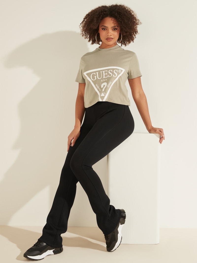 Koszulki Damskie Guess Cropped Logo Tee Niebieskie | 463021-HQB