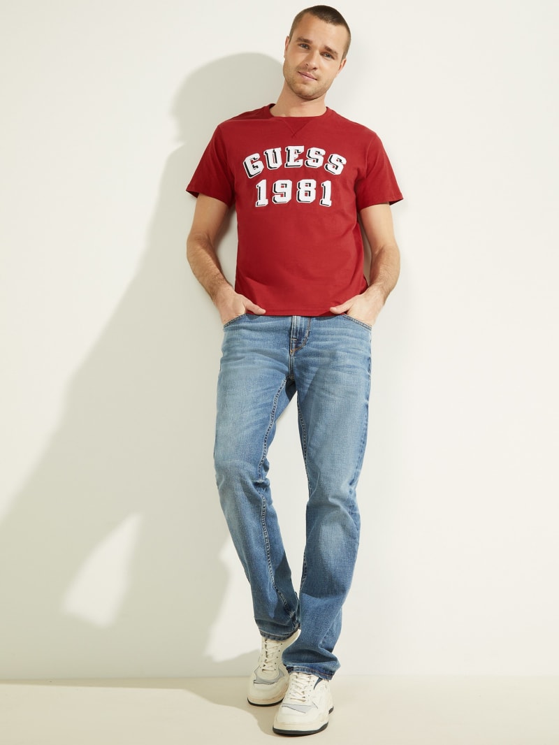 Koszulki Męskie Guess Academy Tee Czerwone | 302851-RWT