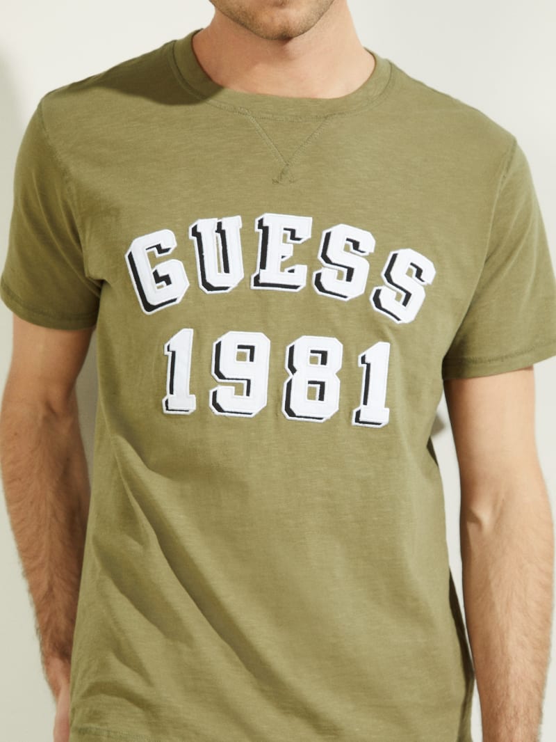 Koszulki Męskie Guess Academy Tee Zielone | 842017-UNA