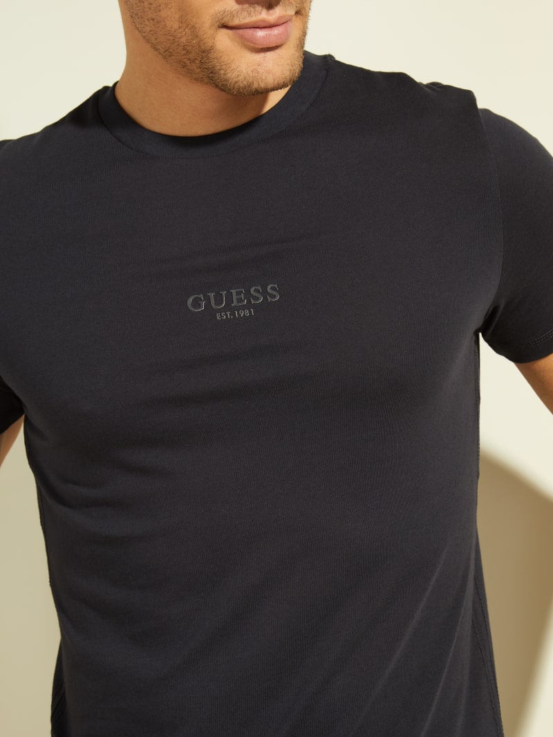 Koszulki Męskie Guess Eco Aidy Logo Tee Czarne | 340812-TOL