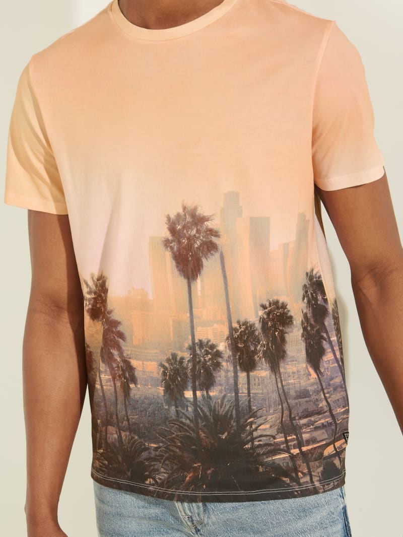 Koszulki Męskie Guess Eco DTLA Sunset Tee Pomarańczowe | 134750-PDR