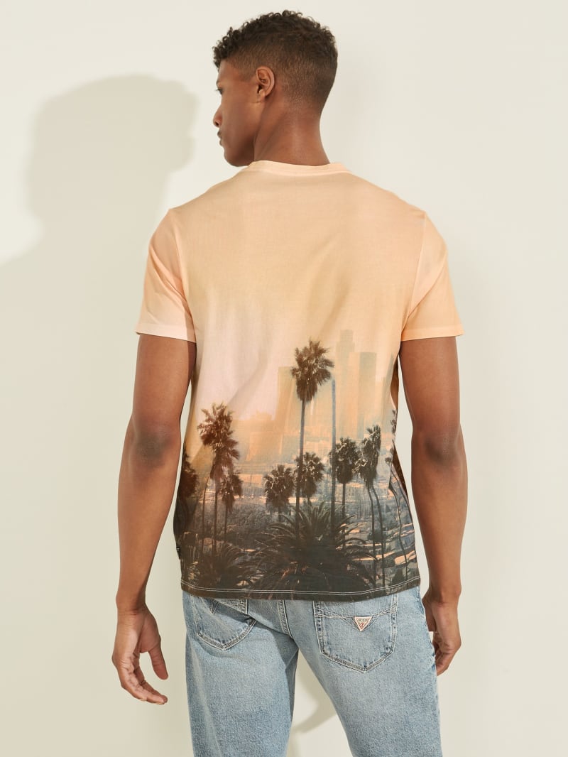 Koszulki Męskie Guess Eco DTLA Sunset Tee Pomarańczowe | 134750-PDR