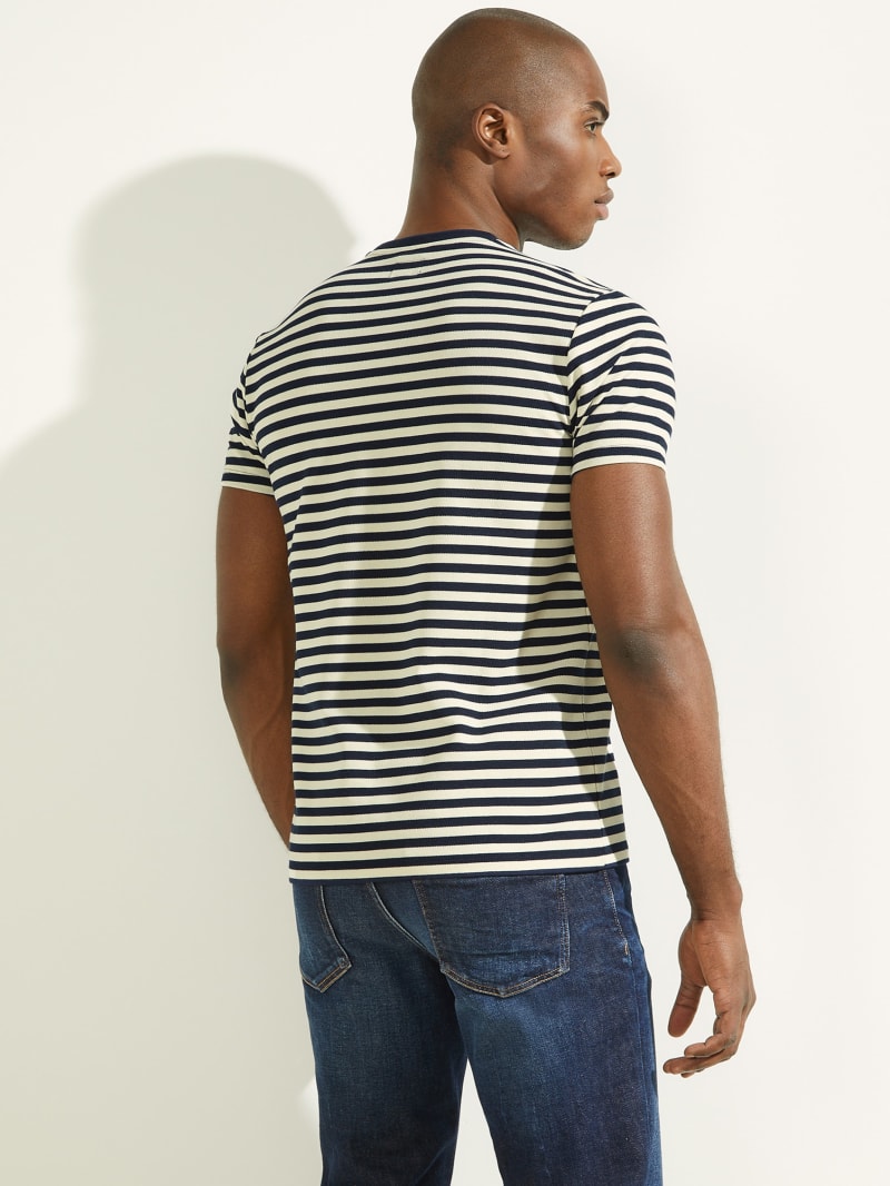 Koszulki Męskie Guess Finn Pique Striped Tee Kolorowe | 182503-KPN