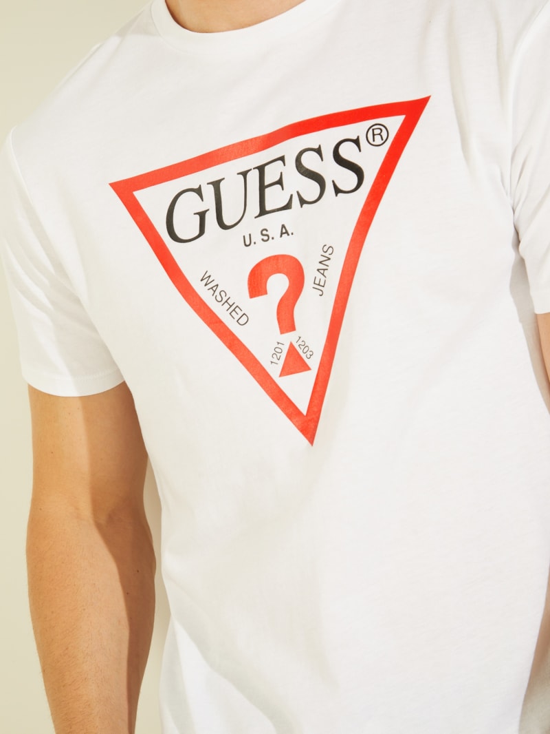 Koszulki Męskie Guess Klasyczne Logo Tee Białe | 749503-CYF