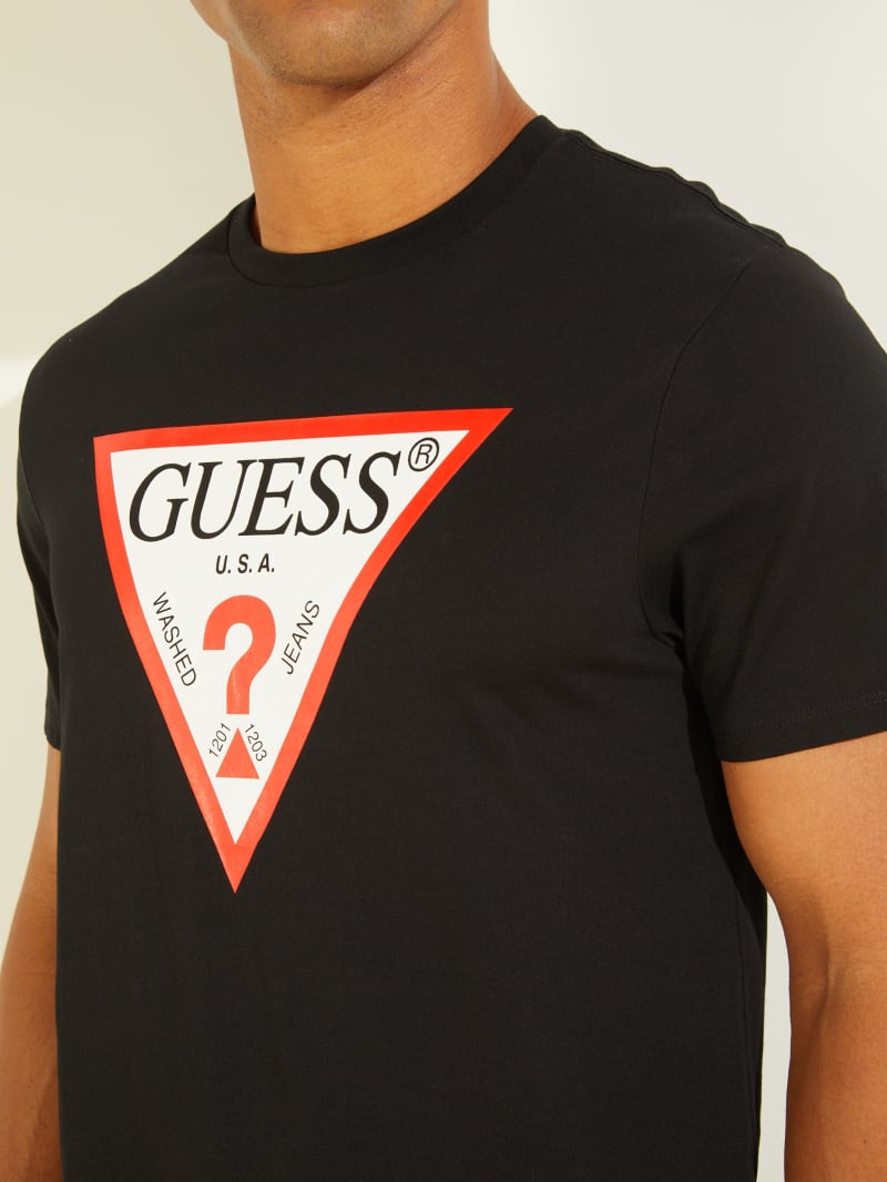 Koszulki Męskie Guess Klasyczne Logo Tee Czarne | 753418-OVK