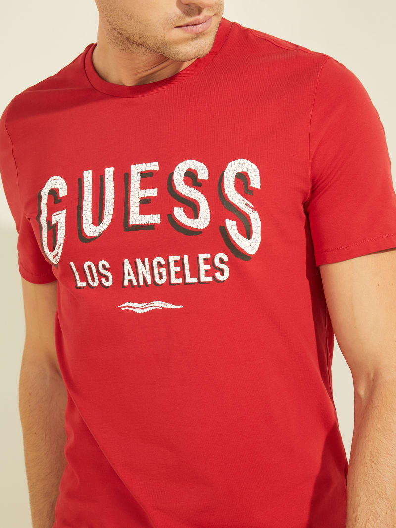 Koszulki Męskie Guess Logo Tee Czerwone | 682195-BOG