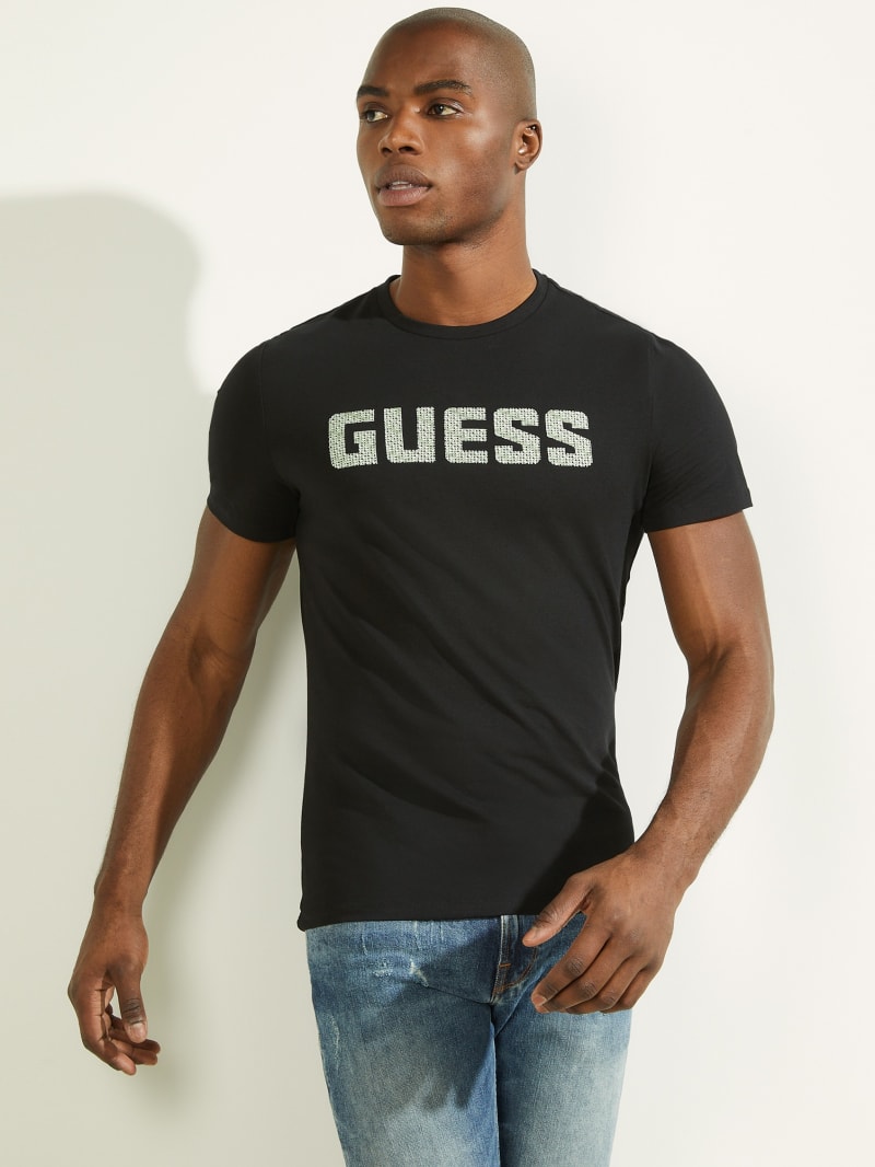 Koszulki Męskie Guess Magick Logo Tee Czarne | 145972-UKB