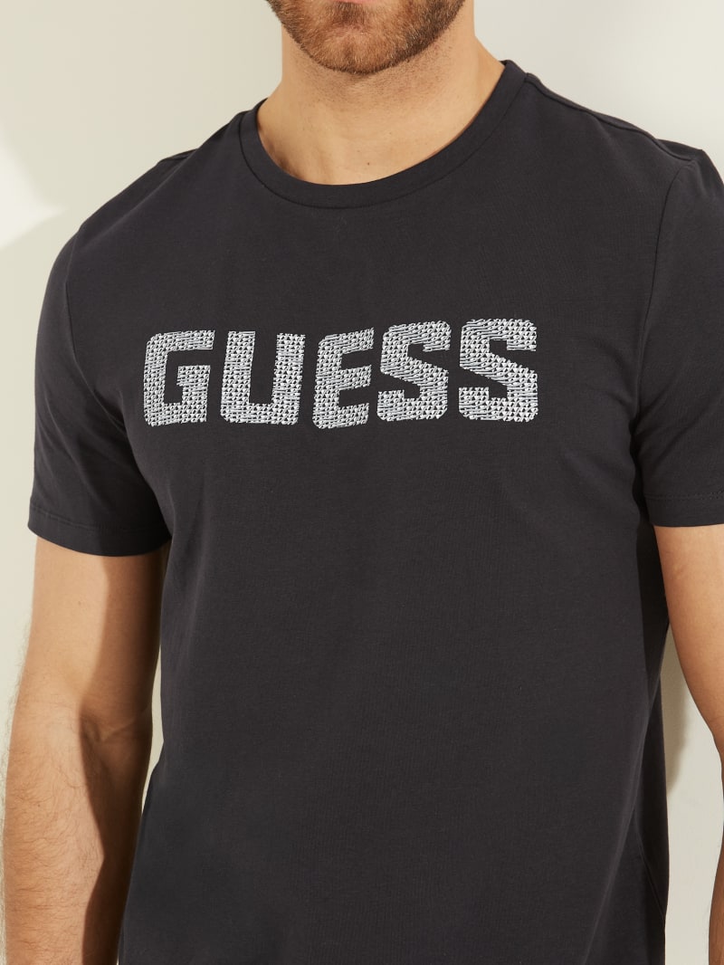 Koszulki Męskie Guess Magick Logo Tee Czarne | 725689-MNA