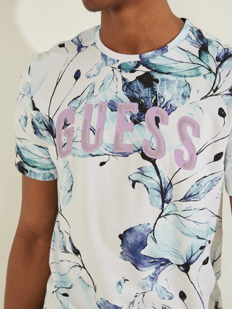 Koszulki Męskie Guess Natt Floral Tee Niebieskie | 670532-KYO