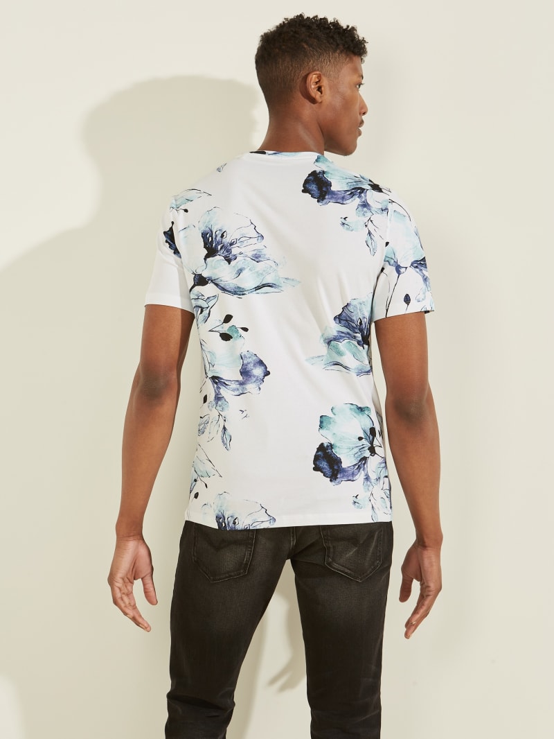 Koszulki Męskie Guess Natt Floral Tee Niebieskie | 670532-KYO