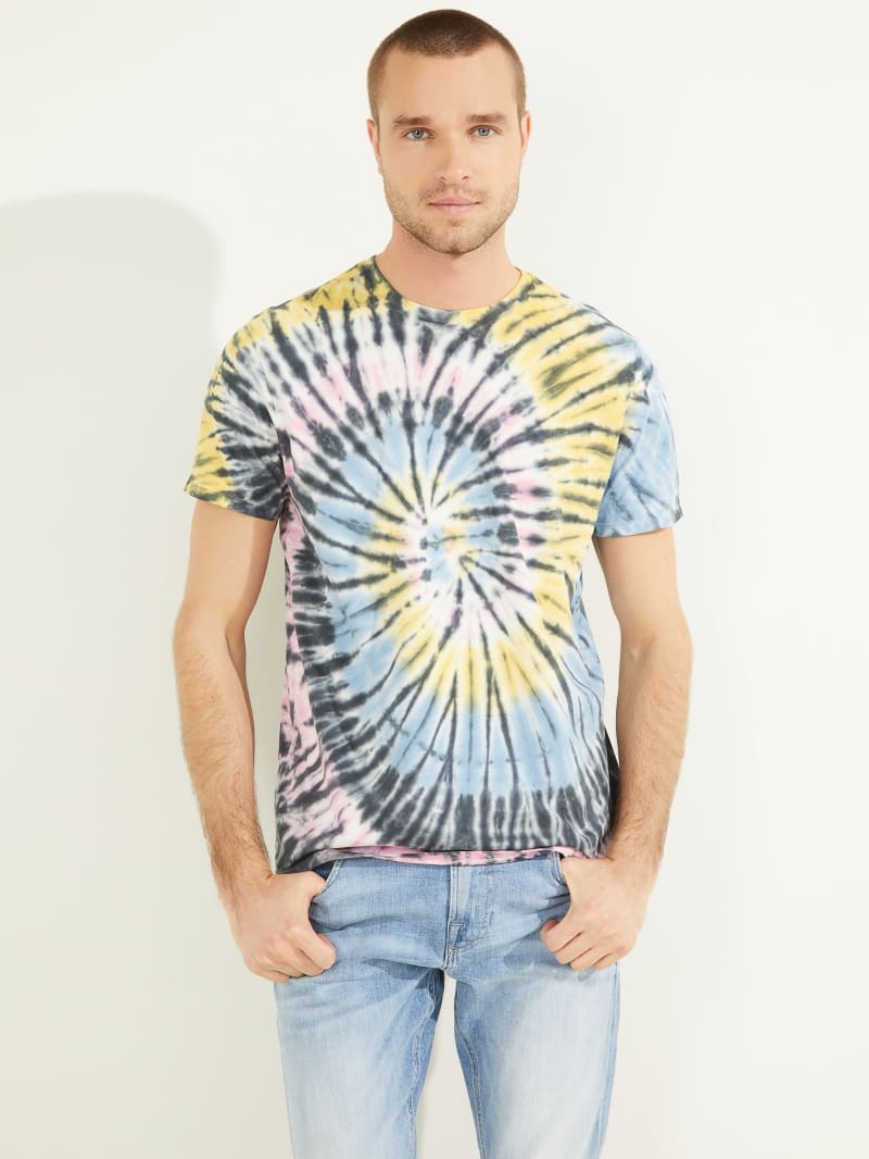 Koszulki Męskie Guess Spiral Tie-Dye Tee Kolorowe | 537409-KPL