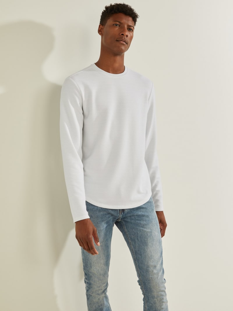 Koszulki Męskie Guess Textured Jersey Crewneck Białe | 824506-TOV