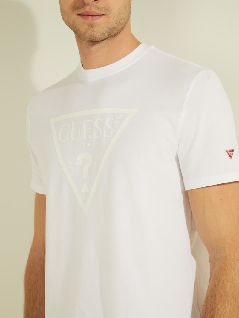 Koszulki Męskie Guess Tonal Logo Tee Białe | 897362-PCG