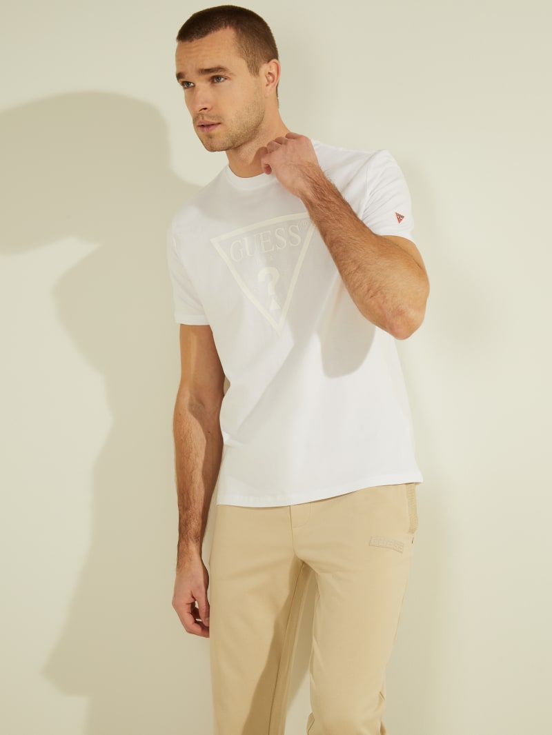 Koszulki Męskie Guess Tonal Logo Tee Białe | 897362-PCG