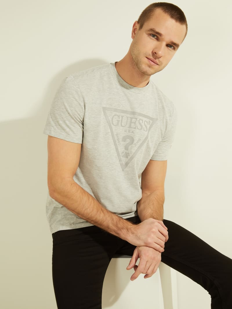 Koszulki Męskie Guess Tonal Logo Tee Szare | 309571-LYB