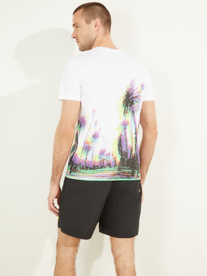 Koszulki Męskie Guess Trippy Palms Tee Białe | 038147-VOE