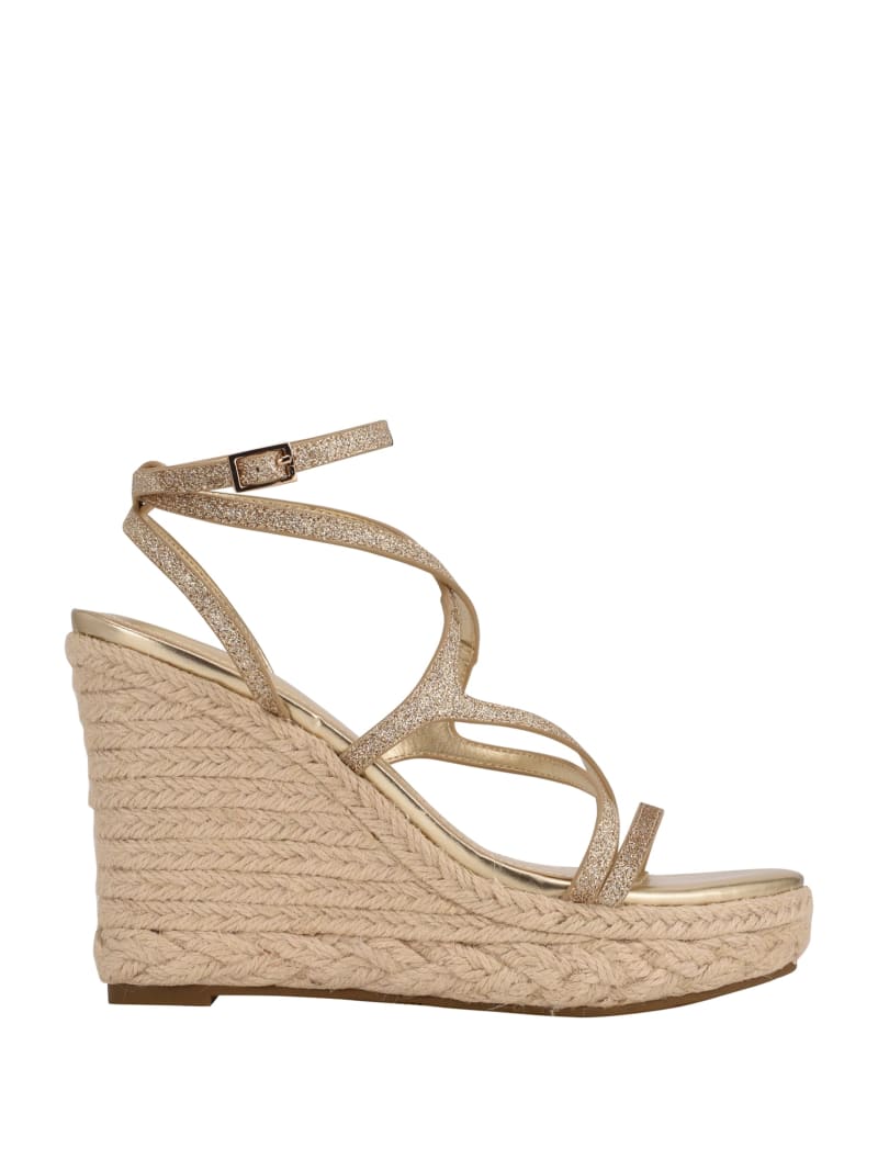 Koturny Damskie Guess Hirani Z Paskami Espadryle Złote | 864295-JZB