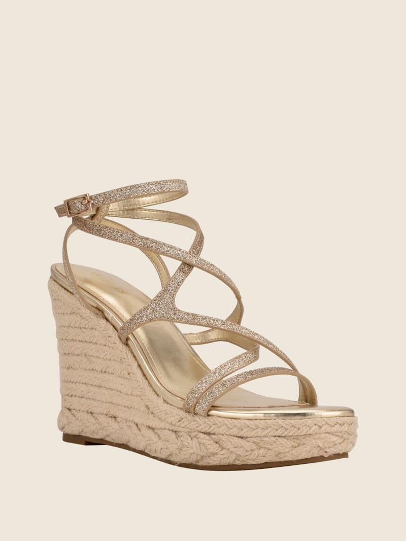 Koturny Damskie Guess Hirani Z Paskami Espadryle Złote | 864295-JZB