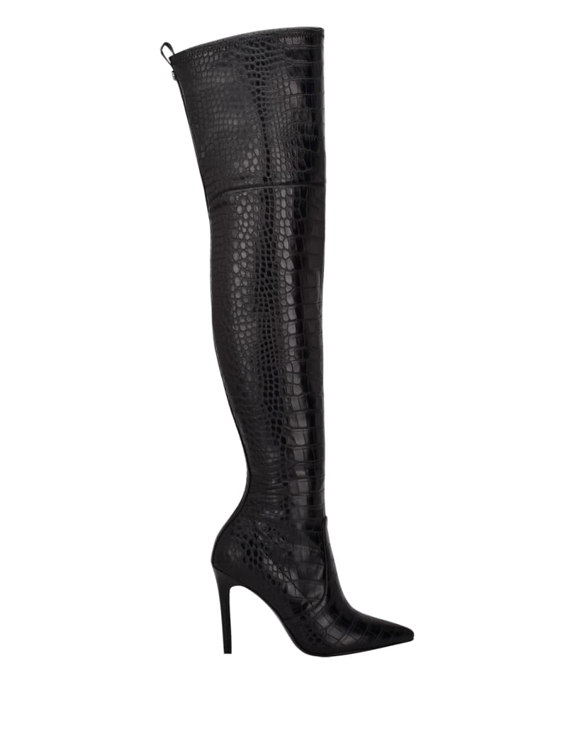 Kozaki Damskie Guess Baiwa Croc Over-the-Knee Czarne | 370862-YUK