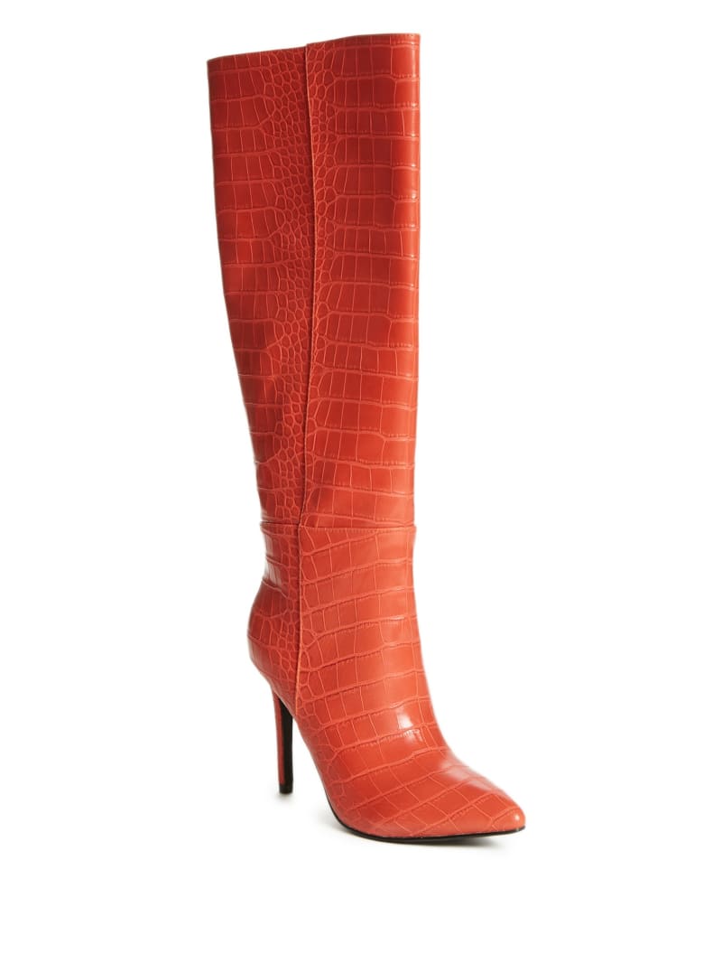 Kozaki Damskie Guess Croc Knee-High Pomarańczowe | 031879-KCP