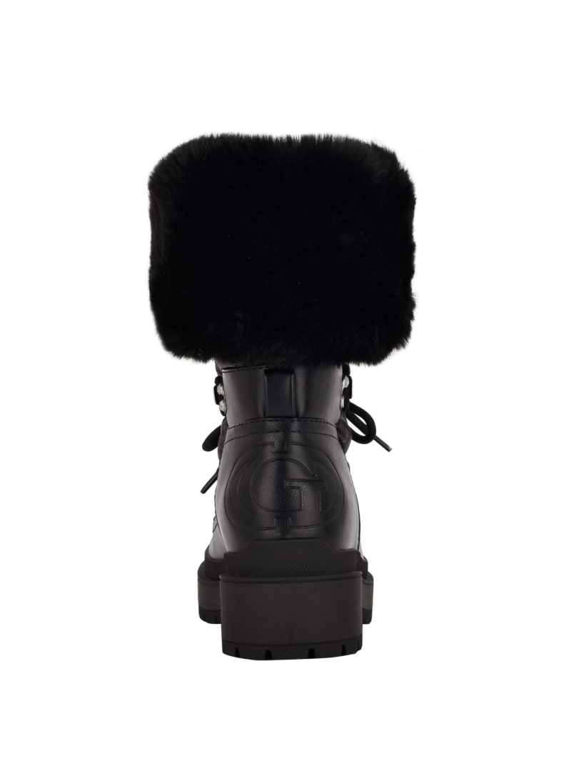 Kozaki Damskie Guess Larya Faux-Fur Snow Czarne | 354209-CVQ