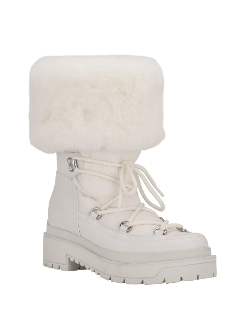 Kozaki Damskie Guess Larya Faux-Fur Snow Białe | 470239-LKY