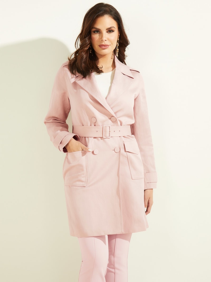 Kurtki Damskie Guess Eco Portland Trench Różowe | 723109-TYX