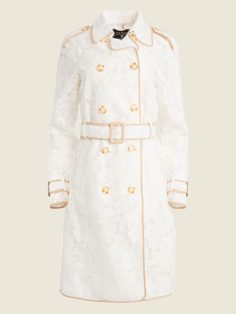 Kurtki Damskie Guess Livia Trench Białe | 254387-YWX