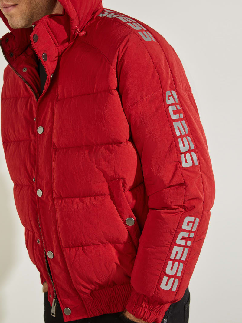 Kurtki Męskie Guess Summit Nylon Ski Puffer Czerwone | 106937-LVA