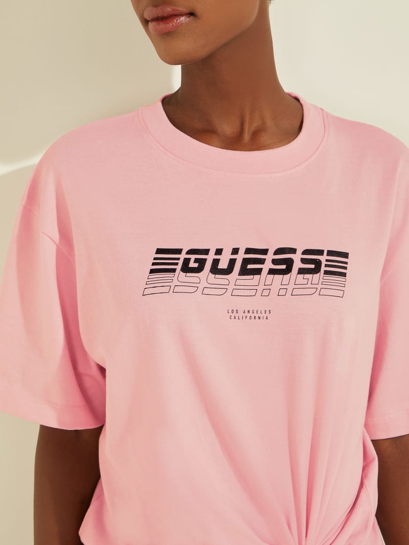 Najfatalniejszy Damskie Guess Eco Dalya Logo Tee Głęboka Różowe | 590247-UHN