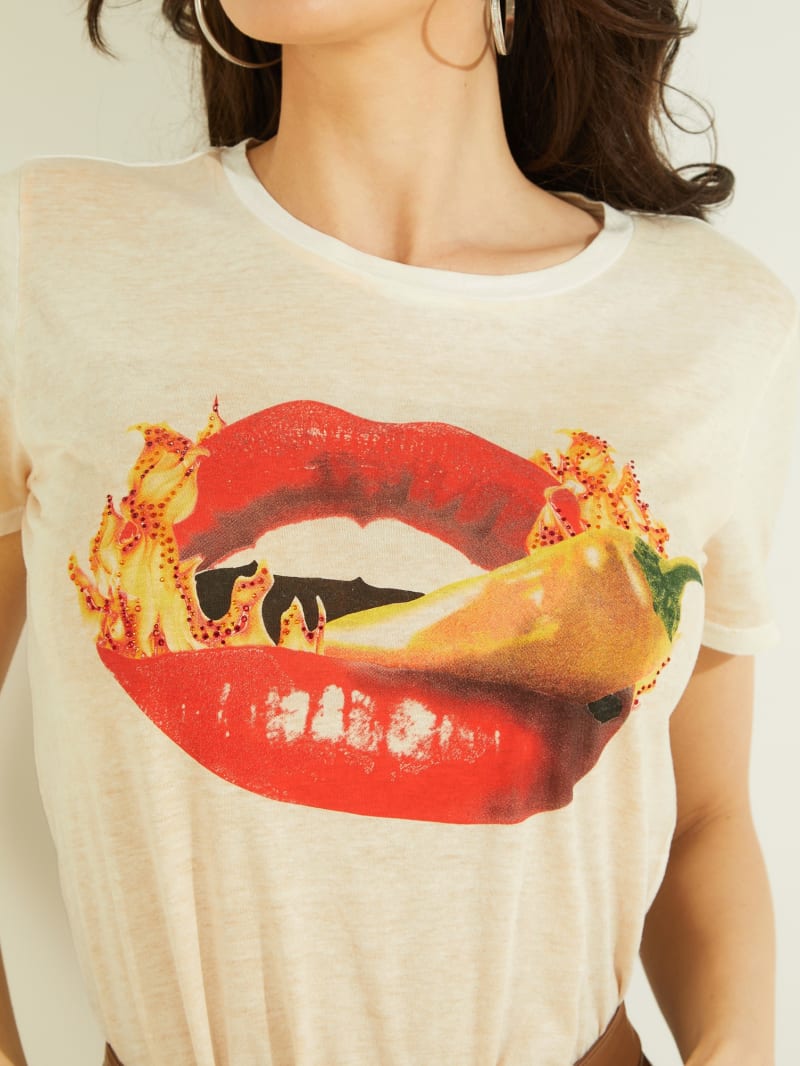 Najfatalniejszy Damskie Guess Habanero Lips Easy Tee Kolorowe | 372981-MHQ