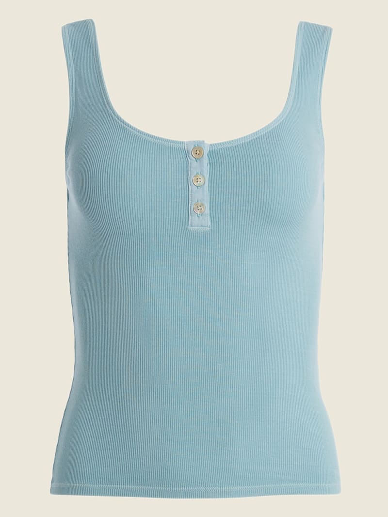 Najfatalniejszy Damskie Guess Lyra Henley Tank Niebieskie | 651492-XMY