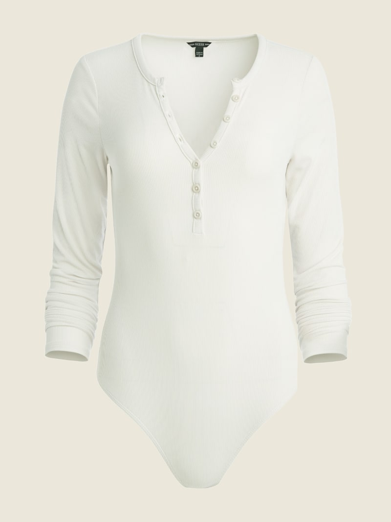 Najfatalniejszy Damskie Guess Sharleen Henley Bodysuit Białe | 072951-CWR