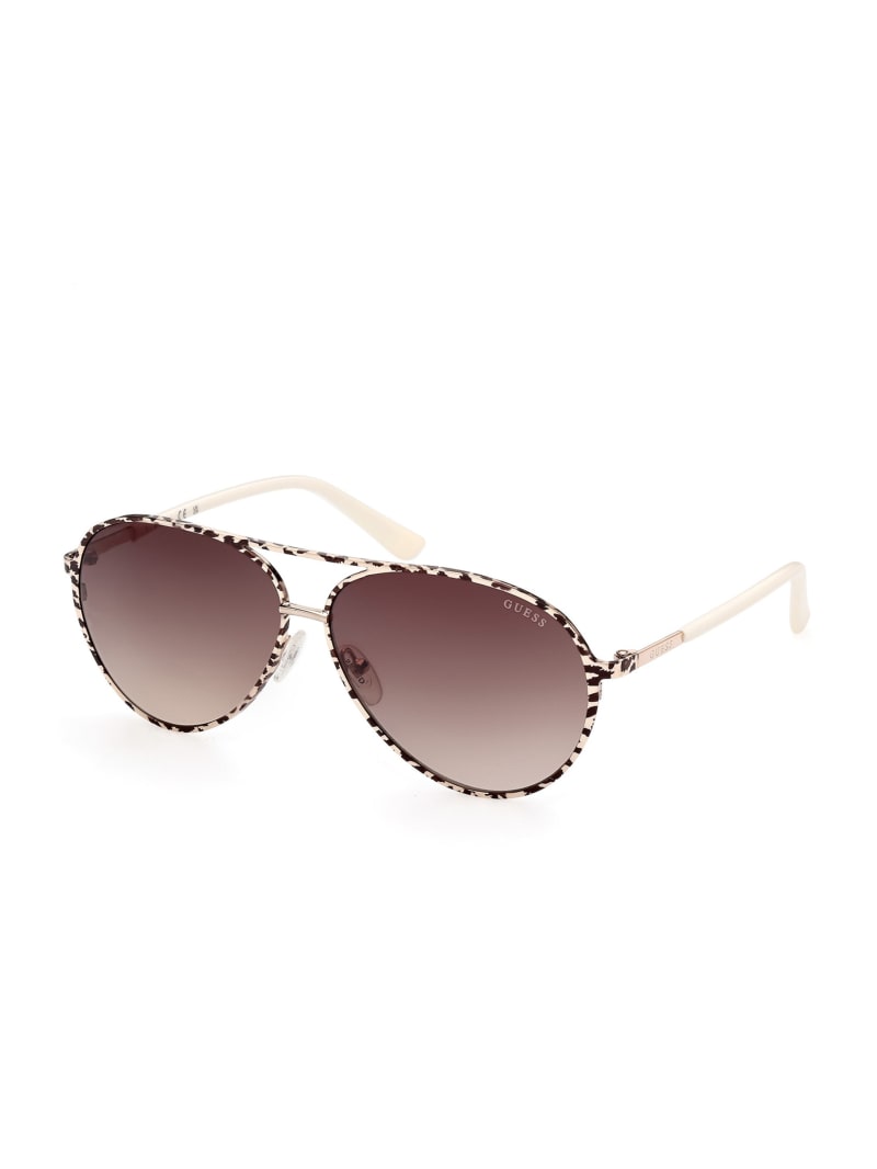 Okulary Słoneczne Damskie Guess Animal Print Aviator Czerwone | 019653-MCQ