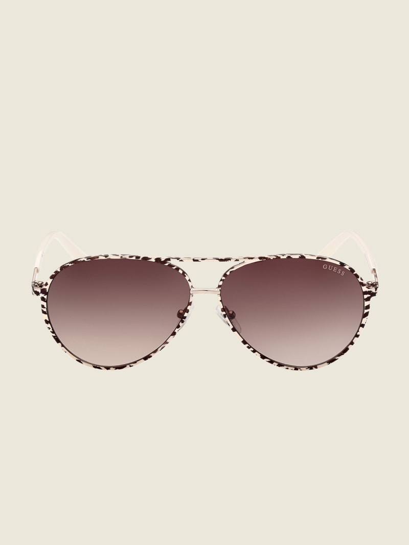 Okulary Słoneczne Damskie Guess Animal Print Aviator Czerwone | 019653-MCQ