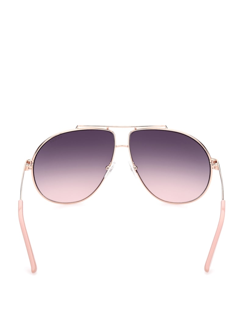 Okulary Słoneczne Damskie Guess Aviator Metal Białe Złote | 297864-OXN