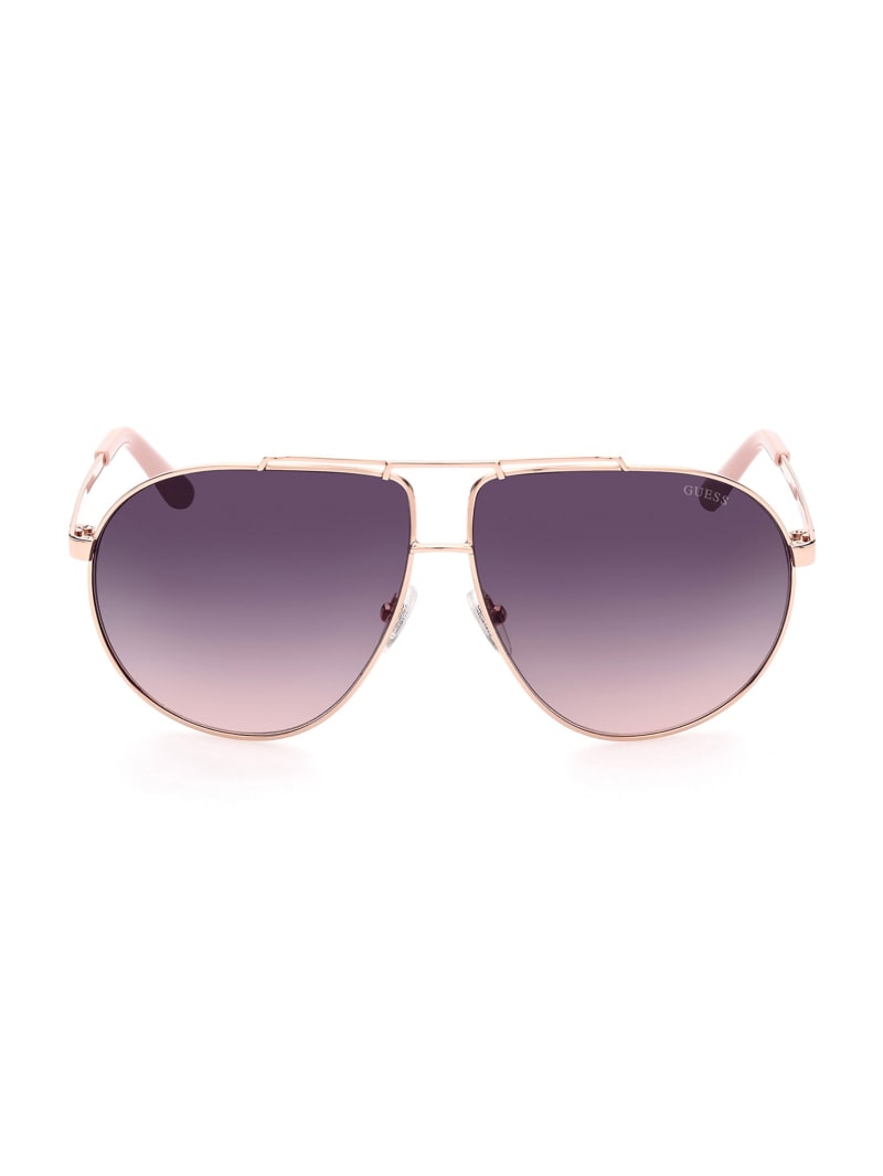 Okulary Słoneczne Damskie Guess Aviator Metal Białe Złote | 297864-OXN