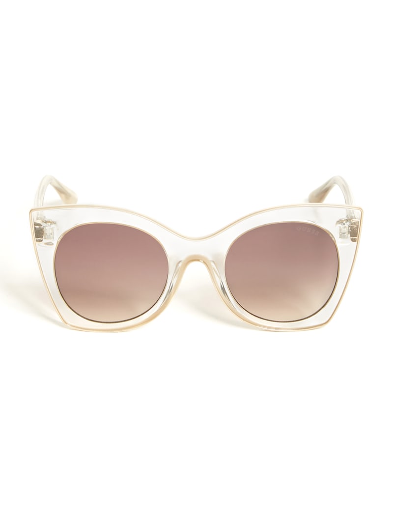 Okulary Słoneczne Damskie Guess Clear Cat-Eye Różowe Złote | 237590-ZNE