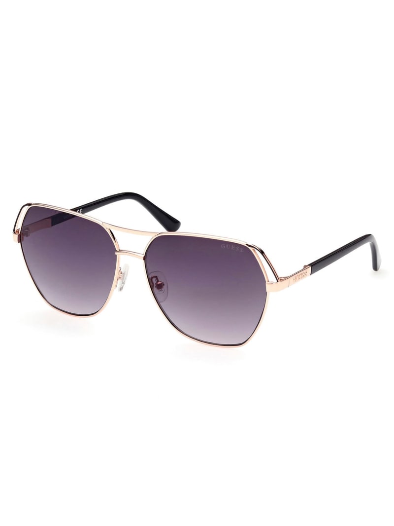 Okulary Słoneczne Damskie Guess Geometric Aviator Białe Złote | 031269-ULB