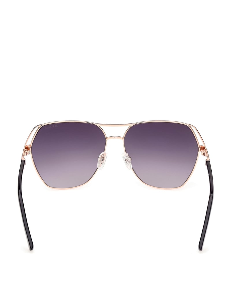 Okulary Słoneczne Damskie Guess Geometric Aviator Białe Złote | 031269-ULB