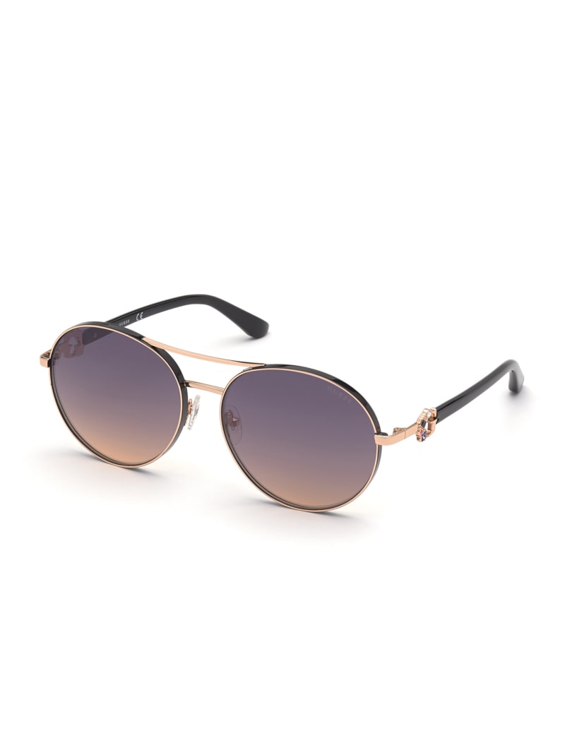 Okulary Słoneczne Damskie Guess Sally Aviator Niebieskie | 549870-DMO